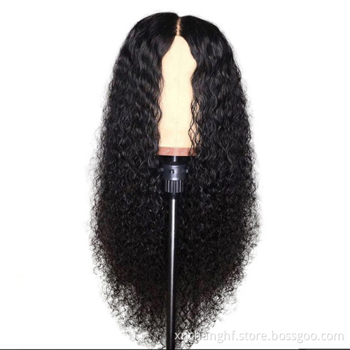 Factory Wholesale 10a Grade Raw Unprocessed Indian Human Hair Wig Cuticle Aligned Water Wave Lace Front Wig